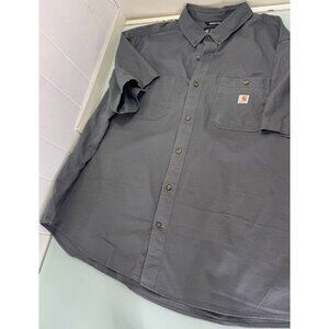 Carhartt Rugged Flex Shirt Mens 4XL Relaxed Fit Short Sleeve Workwear Gray